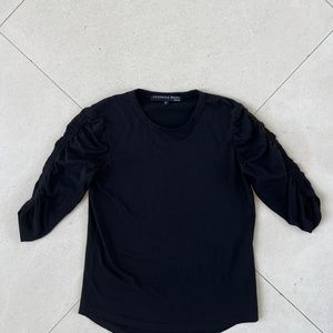 Veronica Beard Puffed Short Sleeve Black Shirt sz